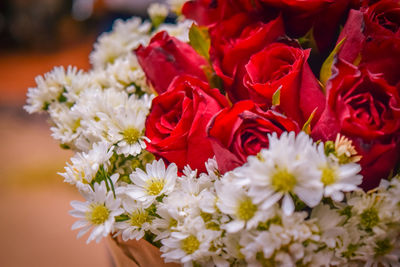 Close-up of red rose bouquet