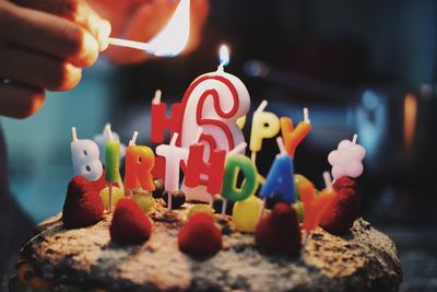 Close-up of cake on display