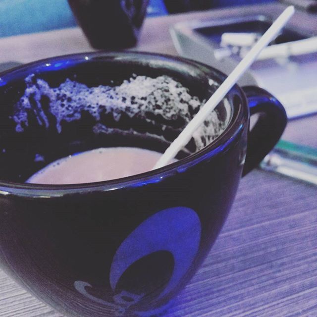 close-up, table, indoors, still life, focus on foreground, food and drink, spoon, freshness, blue, coffee cup, selective focus, bowl, no people, high angle view, cup, drink, day, refreshment, reflection, saucer