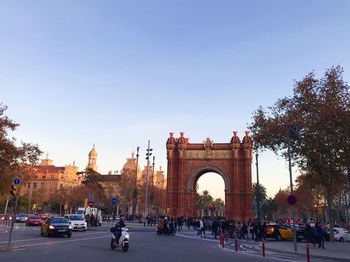 Group of people in front of historical building