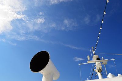 Low angle view of nautical vessel against sky