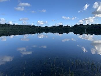 Scenic view of lake against sky