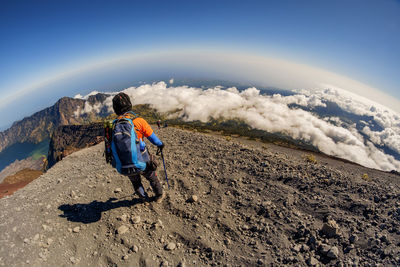 Man hiking on mountain