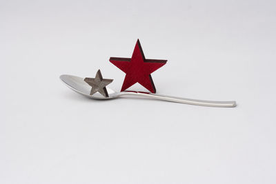 High angle view of christmas decoration against white background