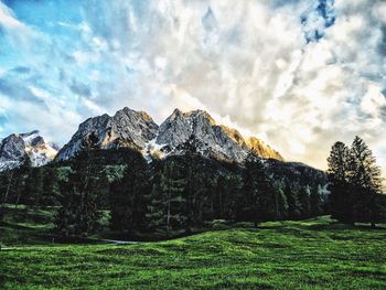 Scenic view of mountains against sky