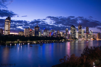 View of river with buildings in background