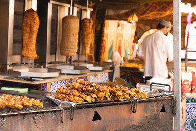 Food for sale at market stall