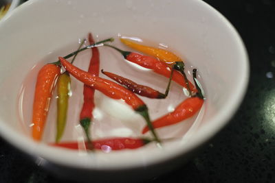 High angle view of bread in bowl