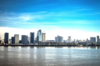 City skyline with waterfront