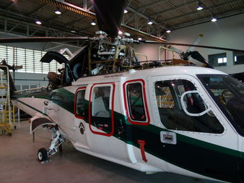 Helicopter in workshop