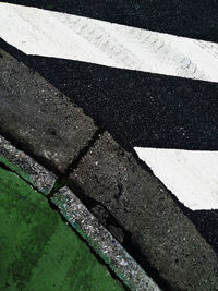 High angle view of road sign