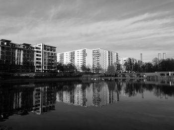 Reflection of buildings in city