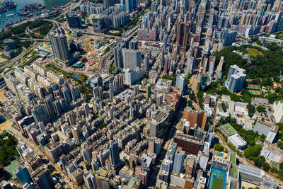 High angle view of city street