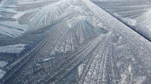 Close-up of tire tracks on snow