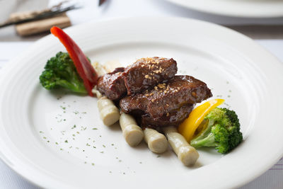 Close-up of meal served in plate