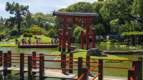 View of bridge over lake