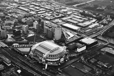 High angle view of buildings in city