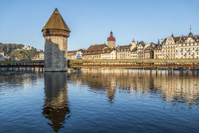 Reflection of buildings in water