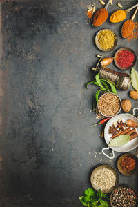 High angle view of food on table