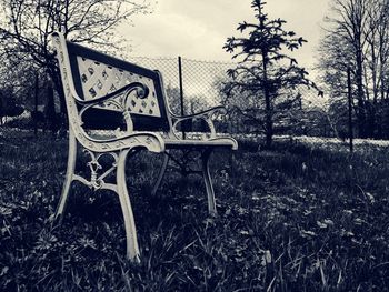 Empty bench in park