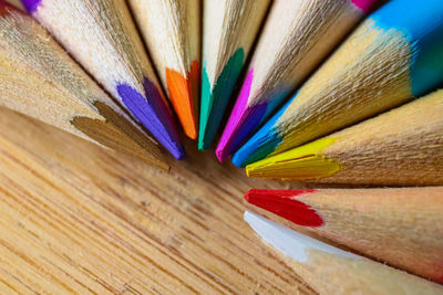 Close-up of multi colored pencils