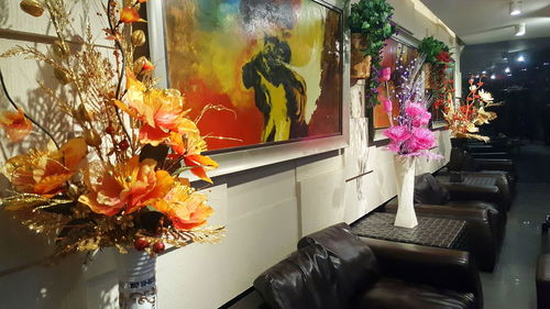 Close-up of multi colored flowers at home