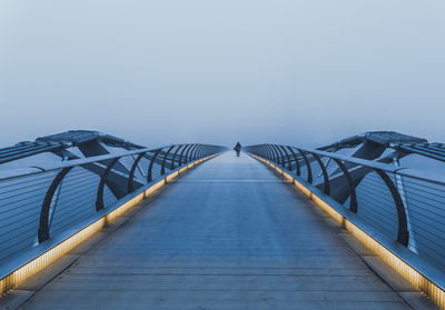 Footbridge against clear sky