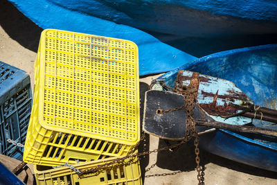 Detail of a fishing boat and nautical equipment. 