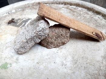 High angle view of bread on table