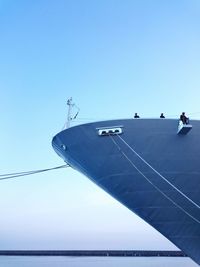 Low angle view of mast against clear sky