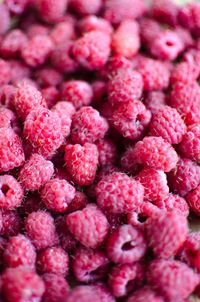 Full frame shot of raspberries for sale at market