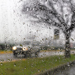 Full frame shot of wet car window