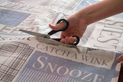 High angle view of text on paper