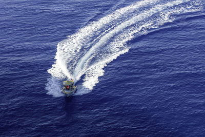 High angle view of person surfing on sea