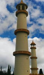 Low angle view of water tower against sky