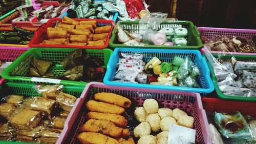 Food for sale at market stall