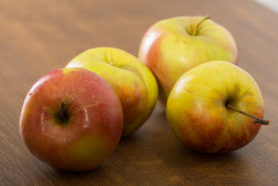 High angle view of apples on table