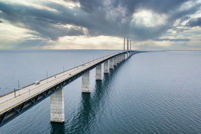 Aerial view of the bridge between denmark and sweden, oresundsbron.