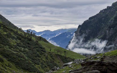 Scenic view of mountains against sky