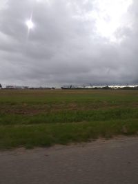 Scenic view of land against sky