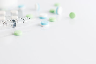 Close-up of white objects on table