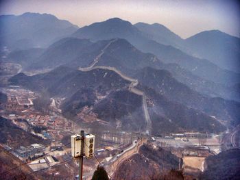 Landscape with mountain range in background