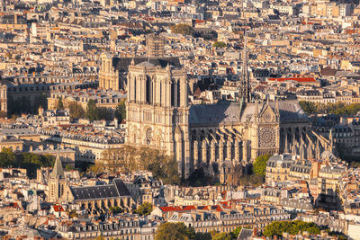 High angle view of buildings in city