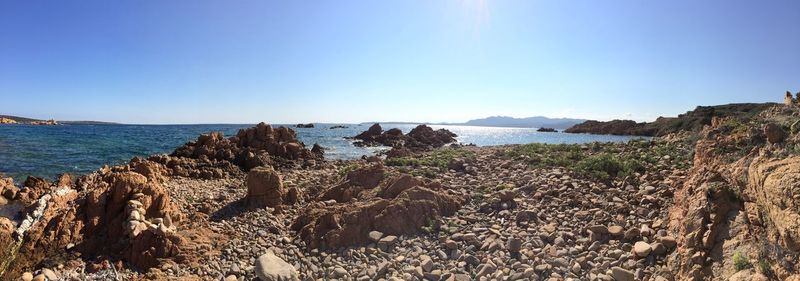 Scenic view of sea against clear sky