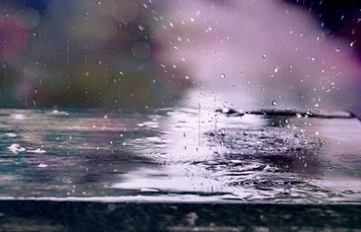 Water splashing on sea during rainy season