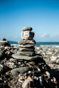 Stack of stones on shore