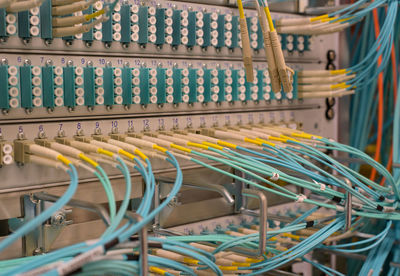 Network switch with fiber optic cable in a data center