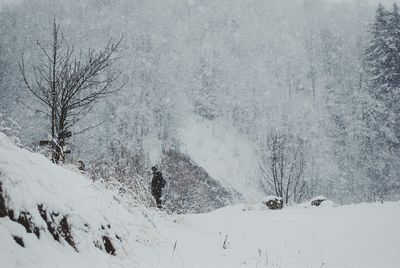Scenic view of snow covered landscape