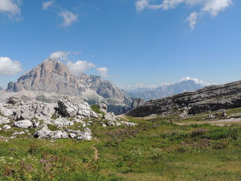 Scenic view of mountains against sky