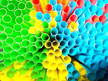 Full frame shot of colorful drinking straws